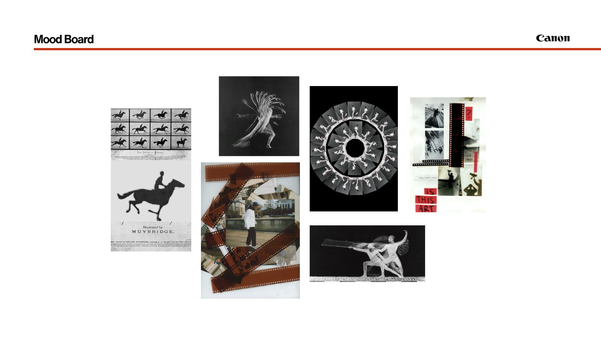 Motion moodboard referencing early photography and film.
