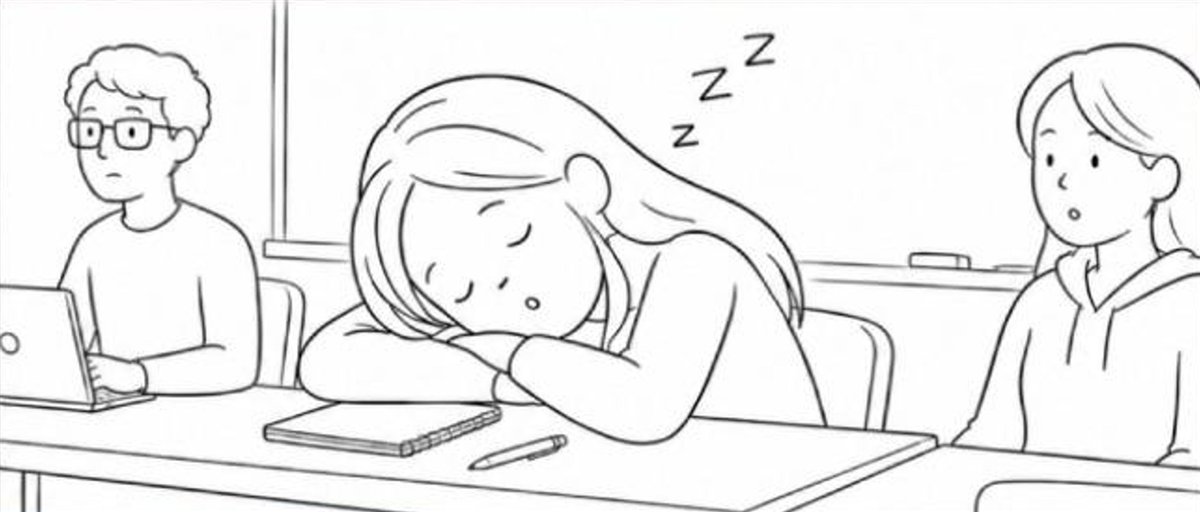 Girl asleep in class.