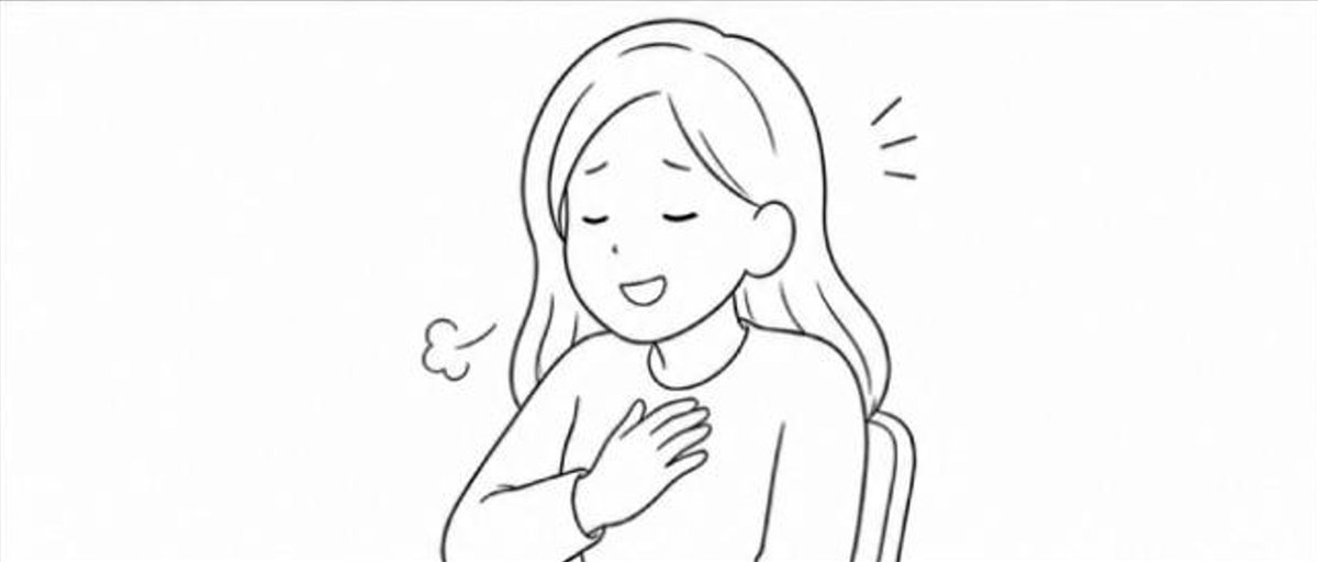 The girl is relieved.